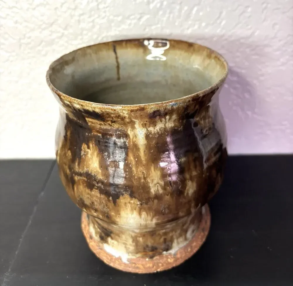 Vintage Handmade Wood-Fired Stoneware Vessel High Gloss Small